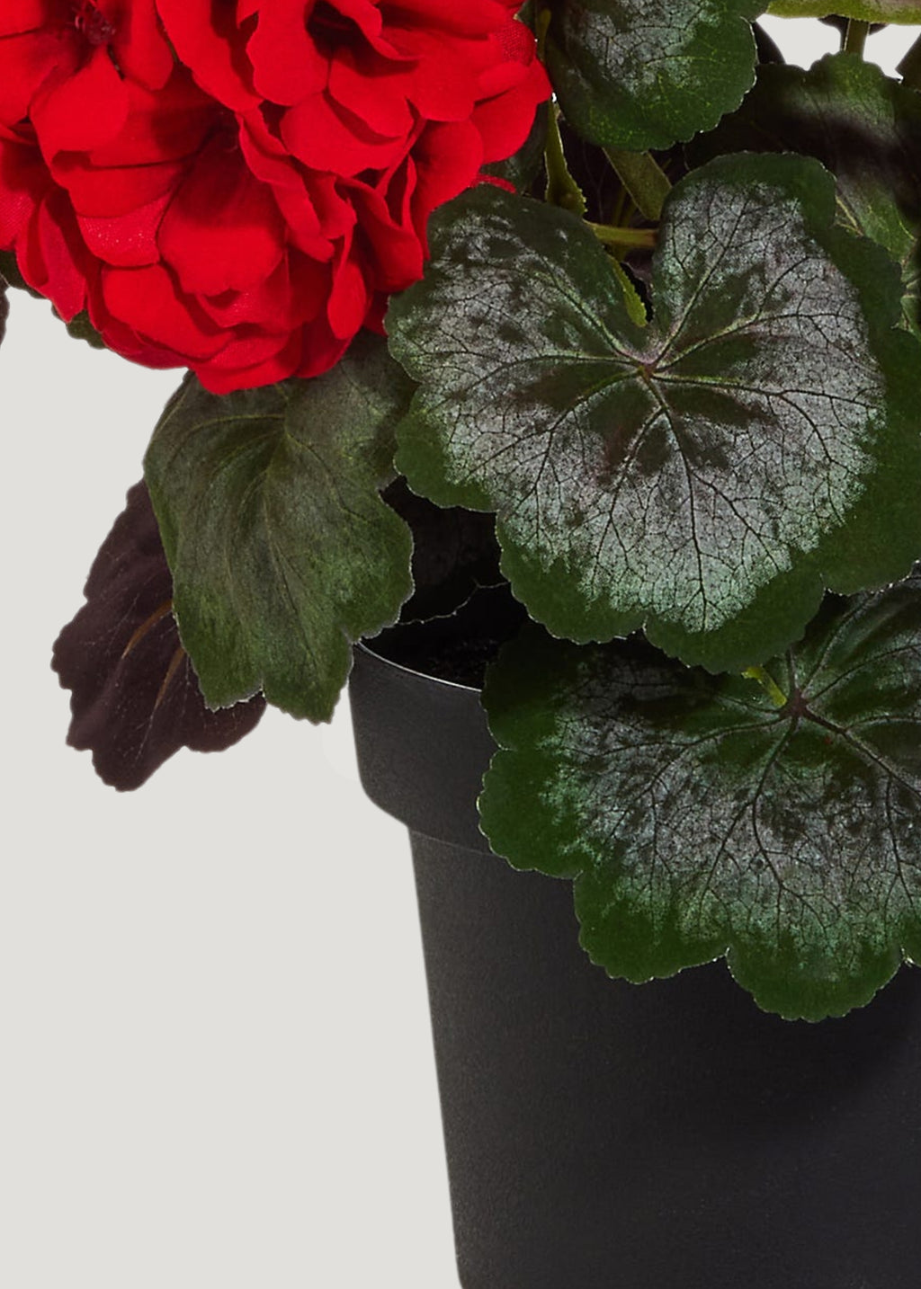 Red Artificial Geranium Potted Arrangement - 18"
