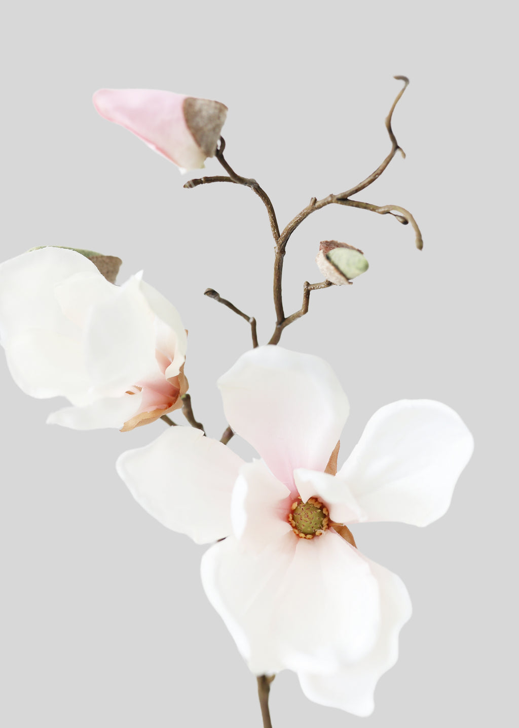 Blush Pink Fake Magnolia Flower Pick - 19"
