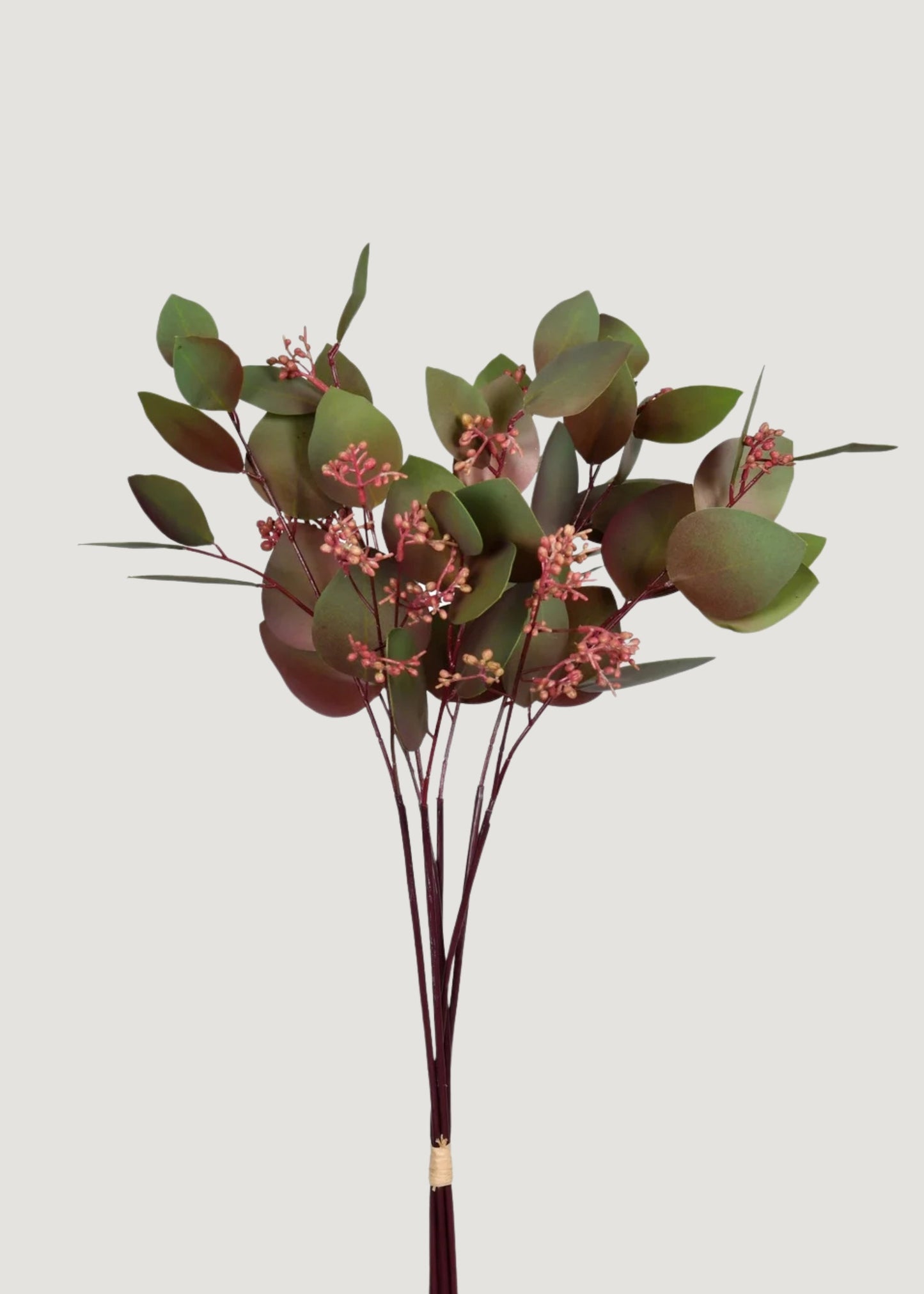 Burgundy Green Faux Eucalyptus Leaf Bundle - 21"