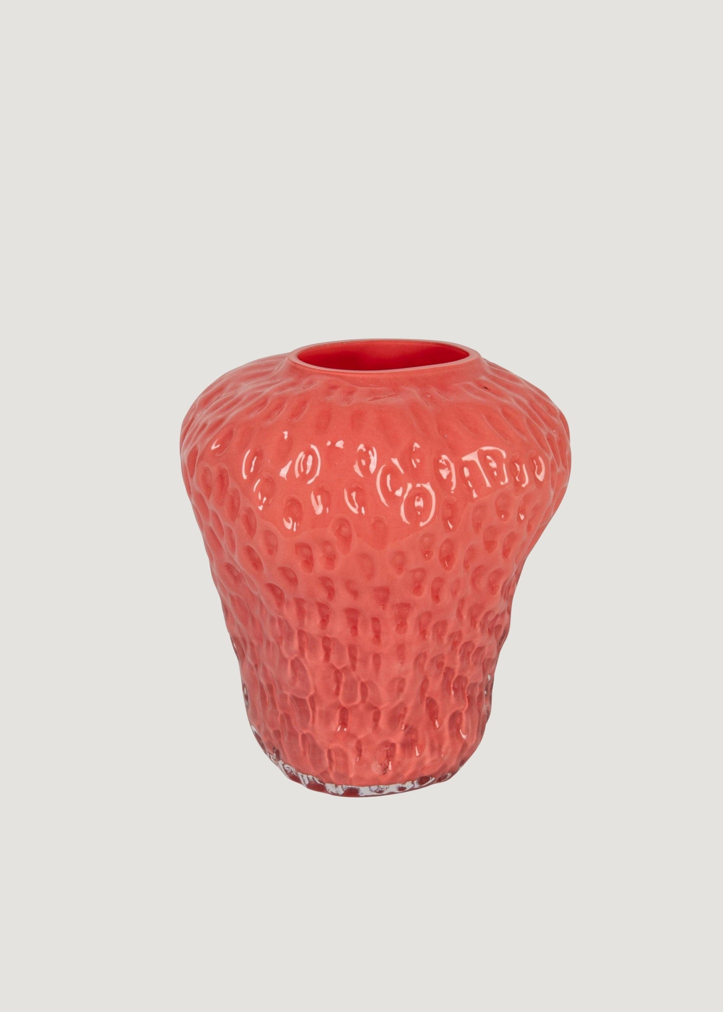 Opaque Pink Glass Strawberry Vase - 6.75"