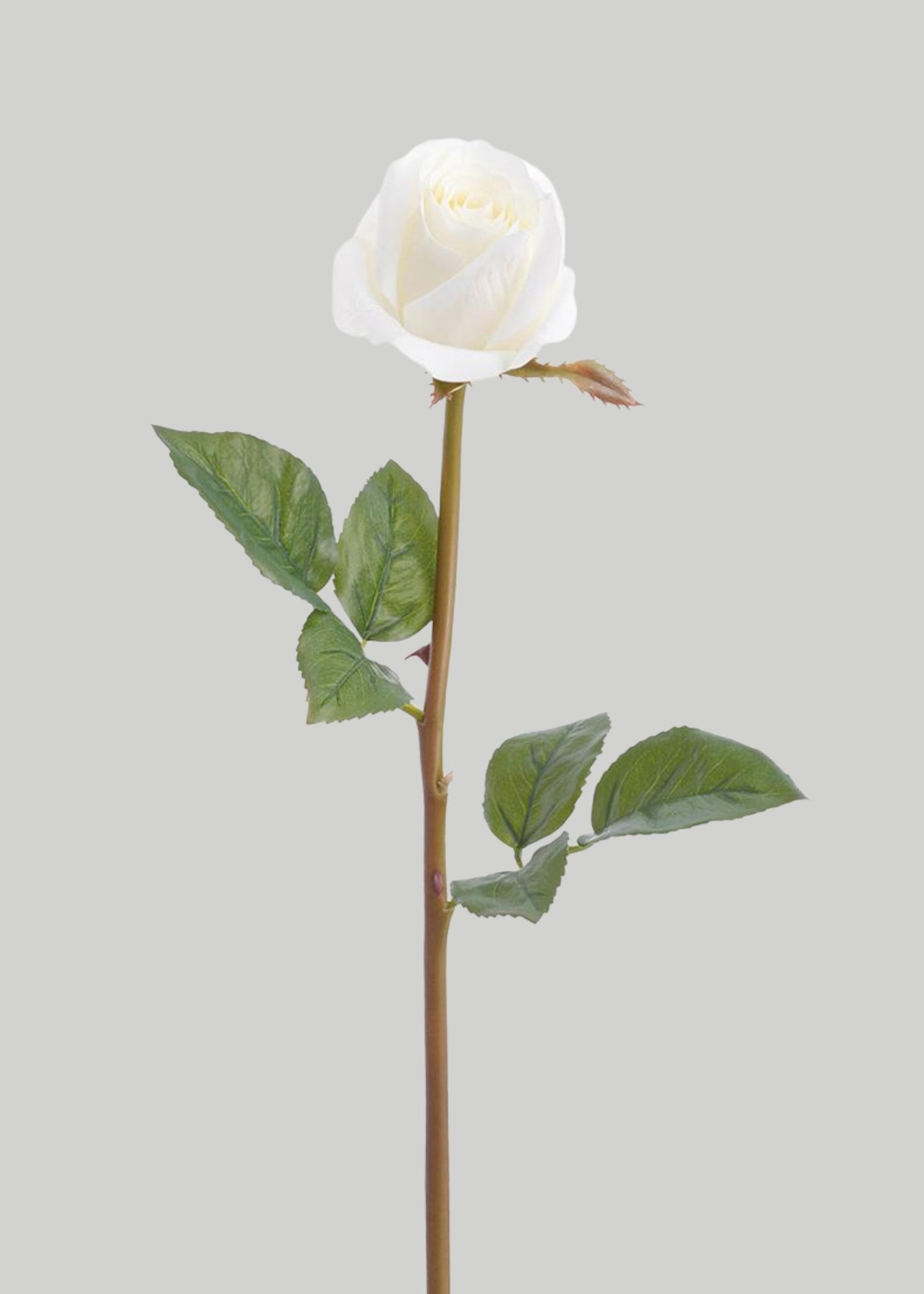 Real Touch Rose Bud Fake Flower in White - 23"
