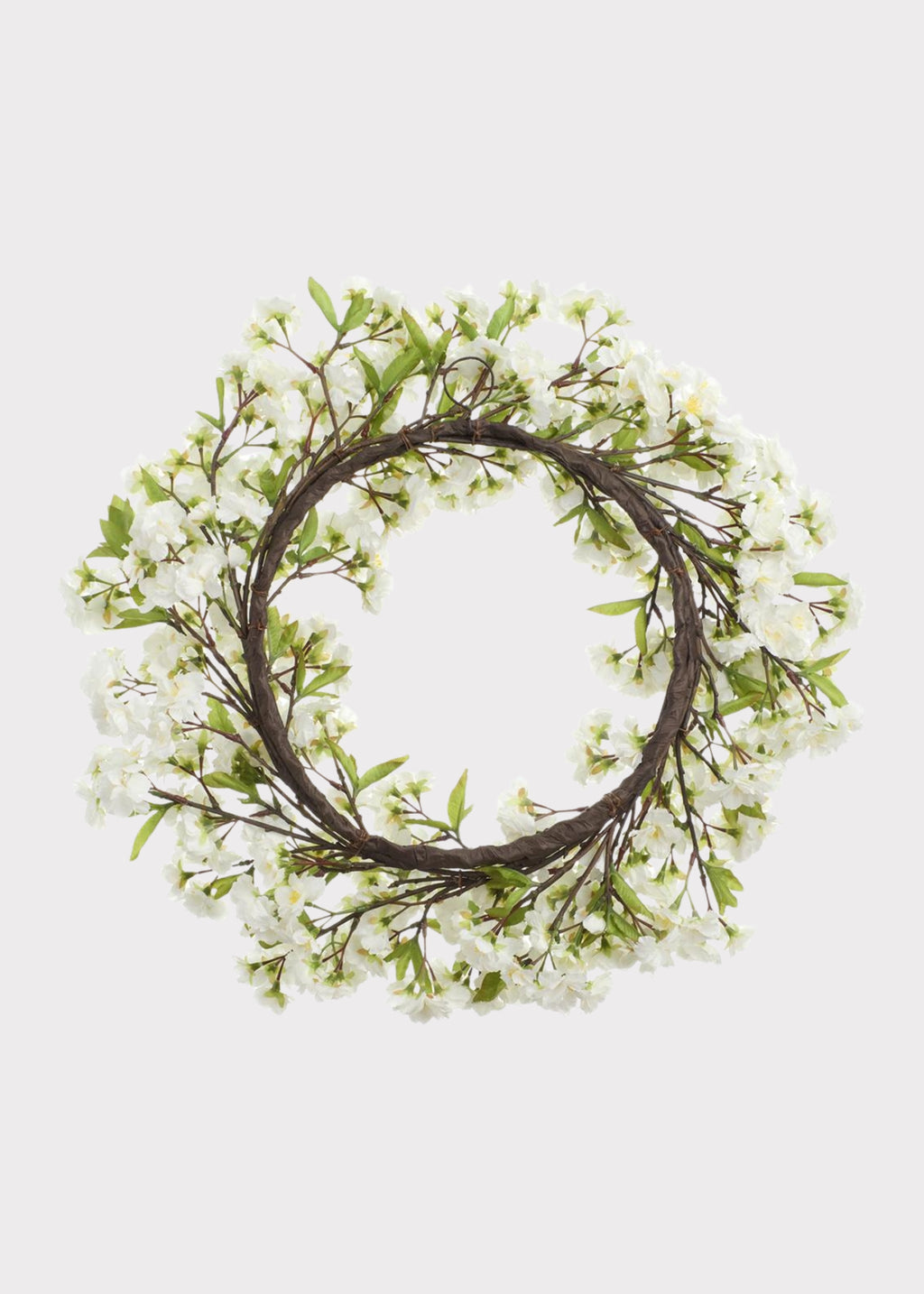 Fake Cherry Blossom Wreath in White - 24"