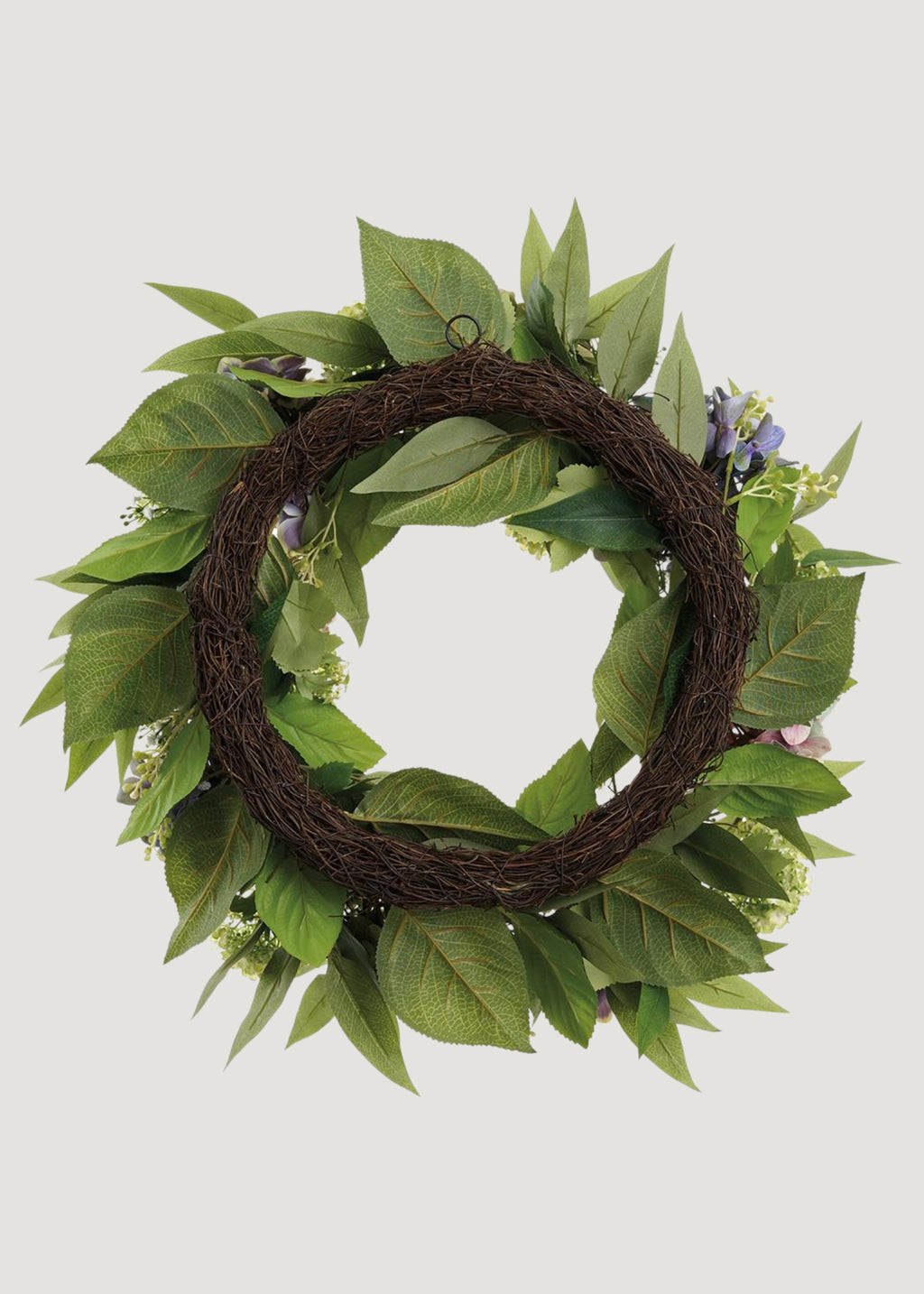 Purple Green Fake Hydrangea and Snowball Flower Wreath - 22"