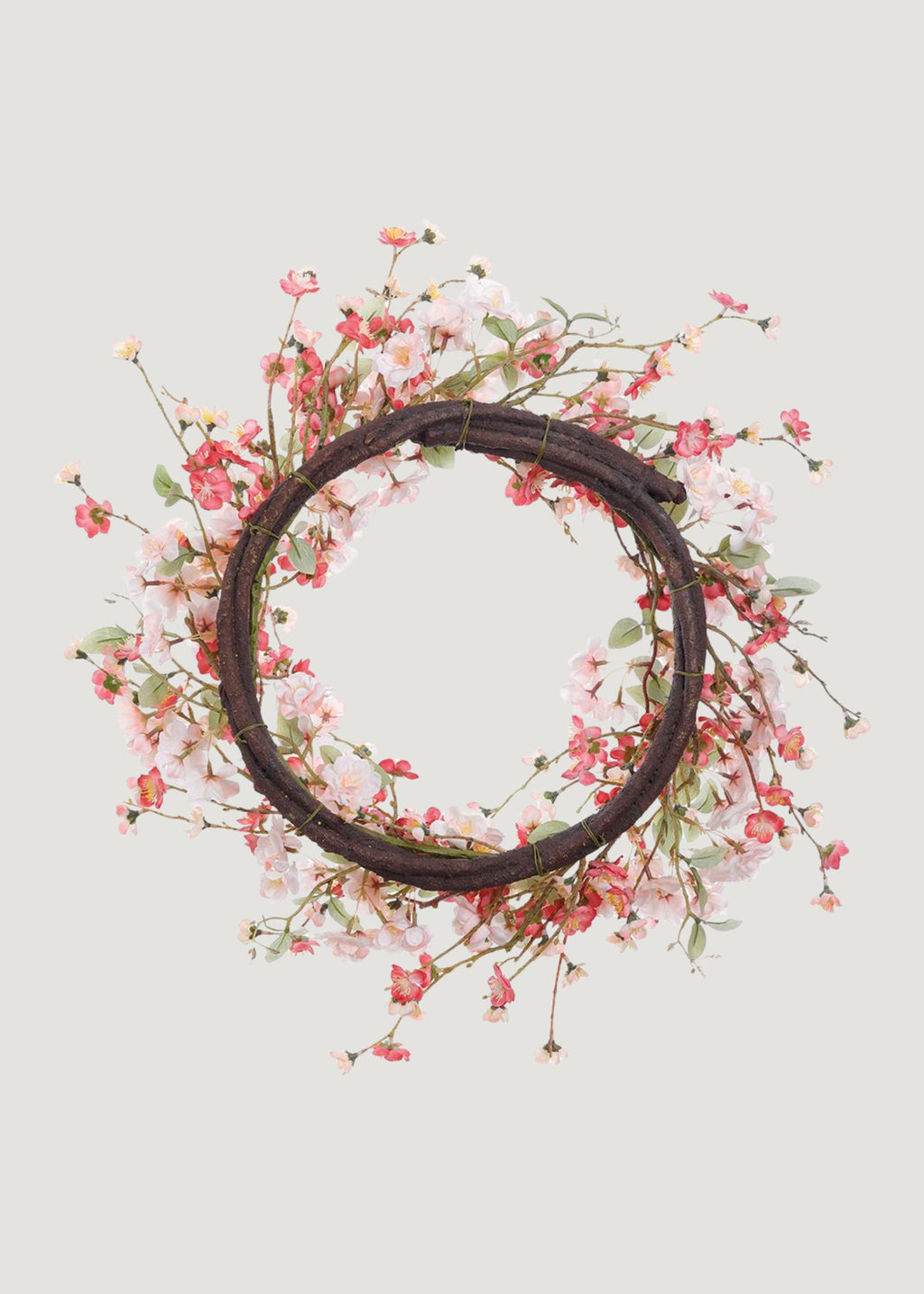 Pink Wispy Artificial Cherry Blossom Spring Flower Wreath - 24"