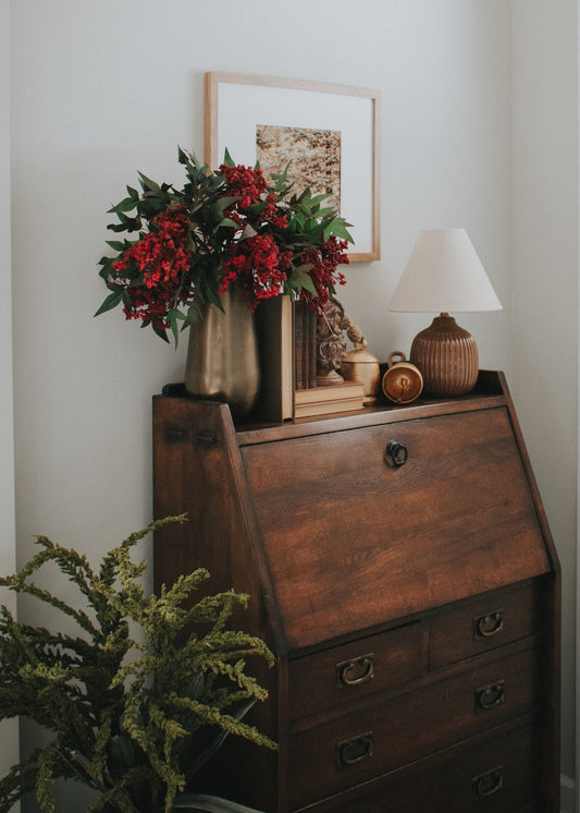 Burgundy Fake Hanging Nandina Berry Branch - 45"