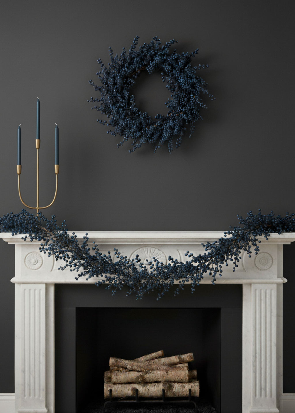 Burst of Blue Holiday Berry Wreath - 20"