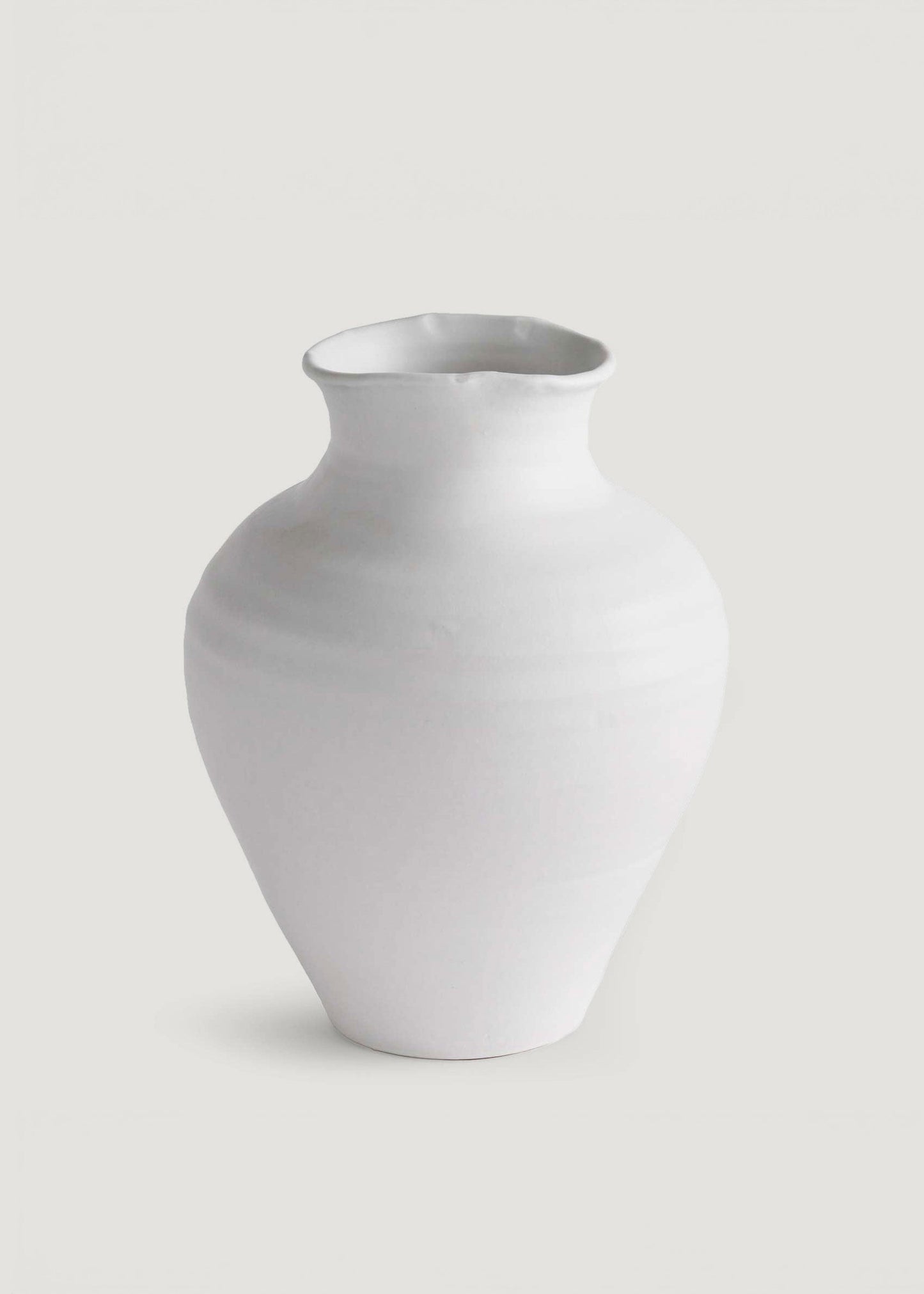 Handmade Terra Cotta Vase in Matte White Glaze - 14"