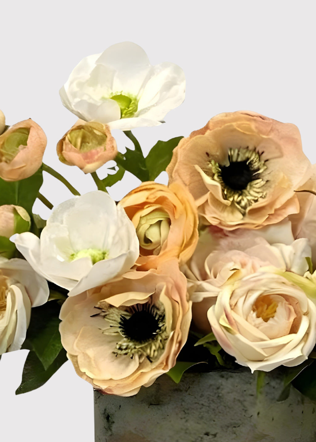 Real Touch Rose and Anemone Potted Flower Arrangement - 12"