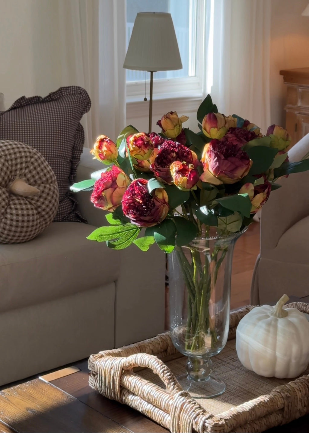 Burgundy Artificial Petite Peony Flower - 19"