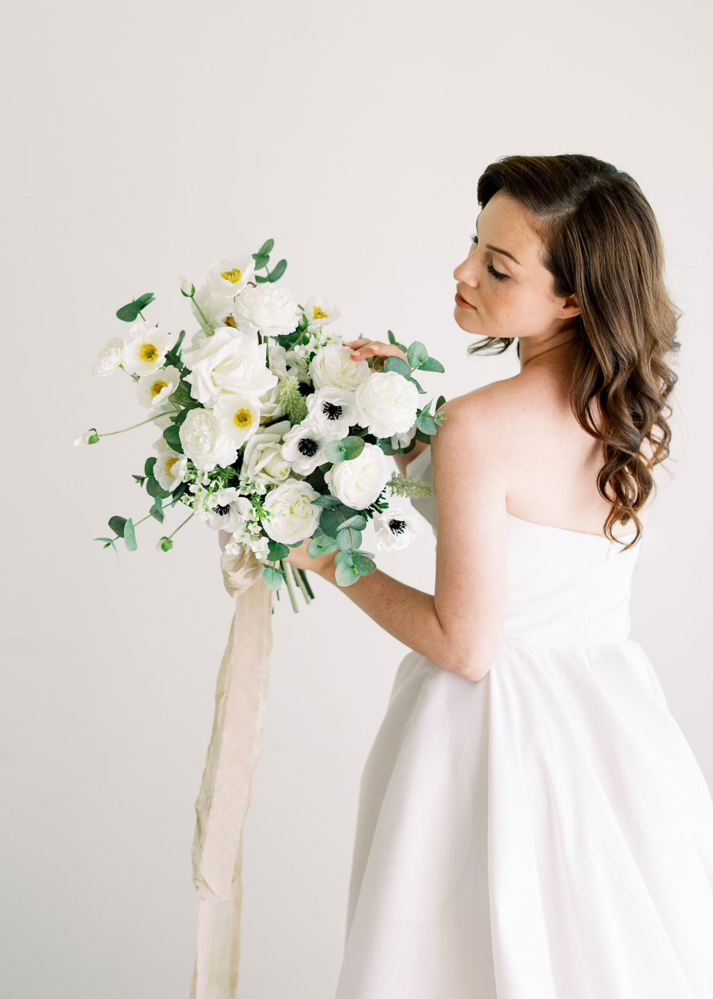 Fake Rose Real Touch Flower in White - 20.5"