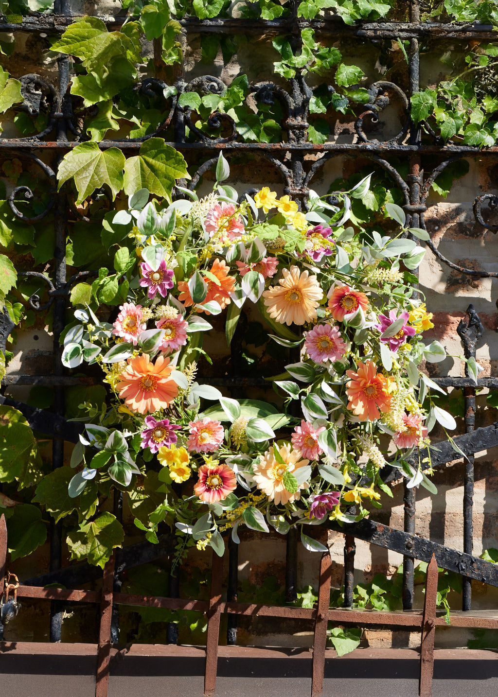 Colorful Artificial Gerbera Daisy Flower Wreath - 24"