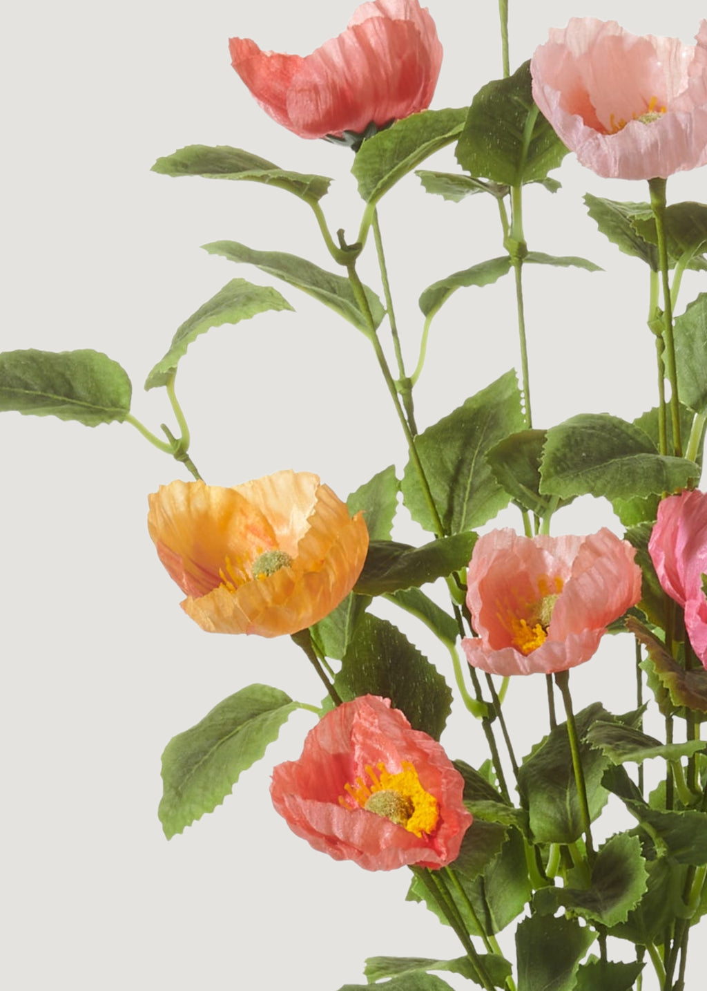 Artificial Poppy Flower Bush in Pink and Coral - 21.5"