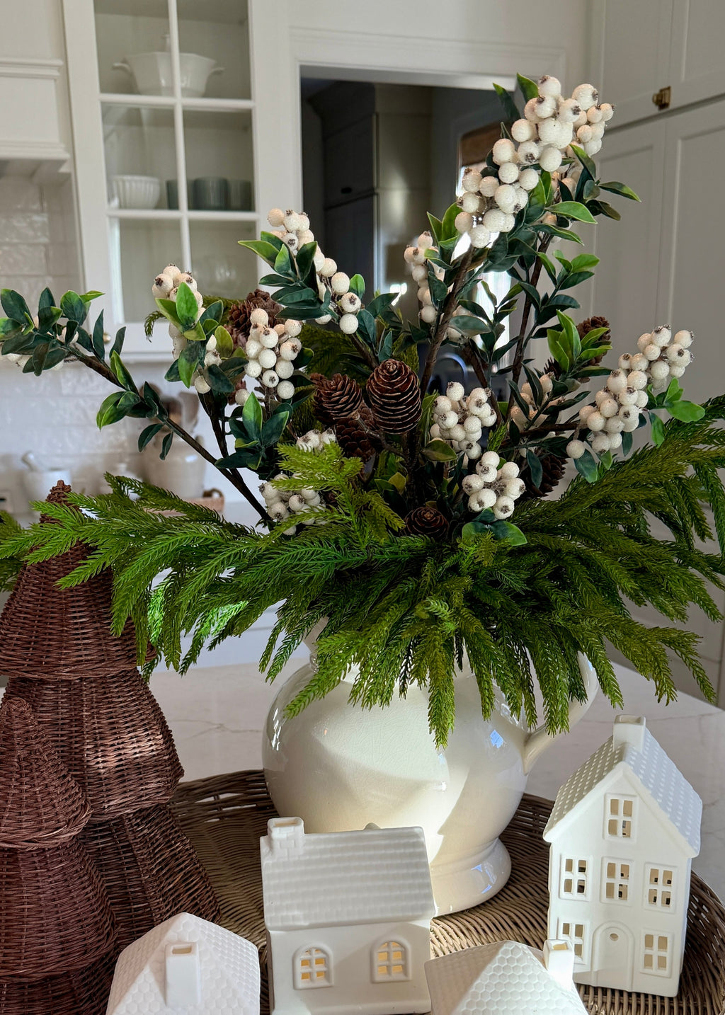 Artificial Berry Branch in Cream White - 36"