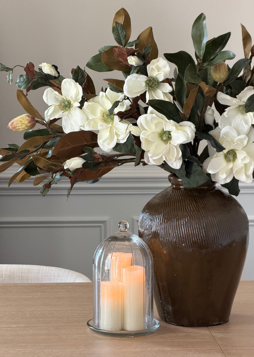 Artificial Blooming Magnolia Branch in Cream - 38"