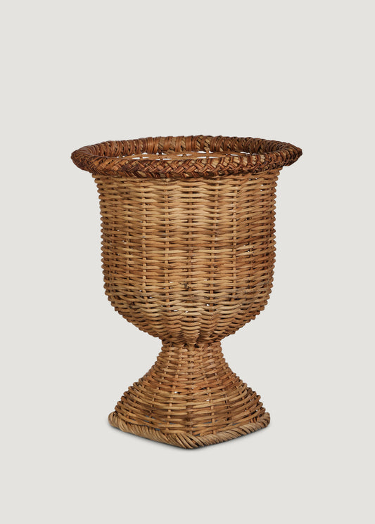 Woven Rattan Urn Planter Pot - 15"