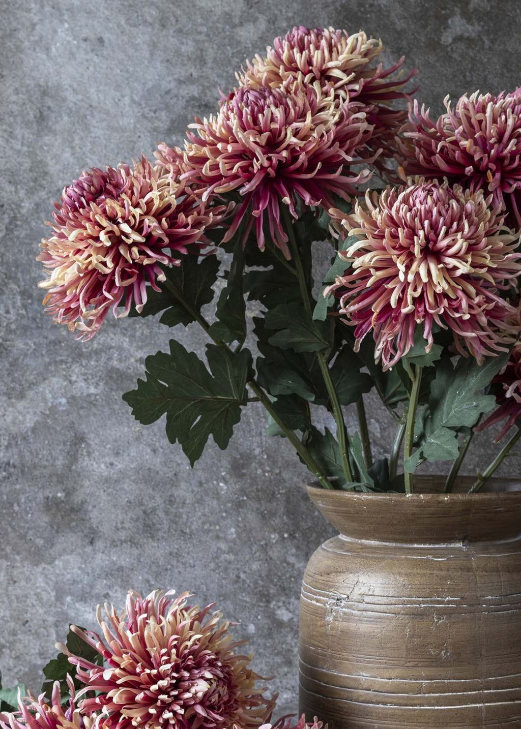 Fake Chrysanthemum Flower in Pink Sunset Hue - 35.25"
