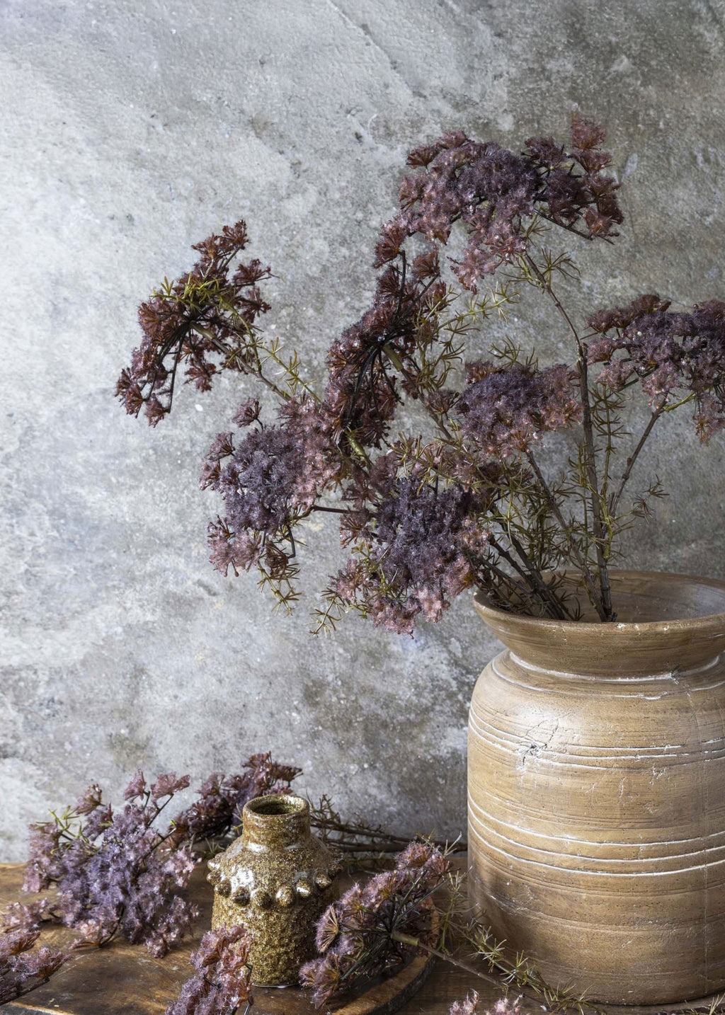 Purple Fake Queen Anne's Lace Wildflower Branch - 31"