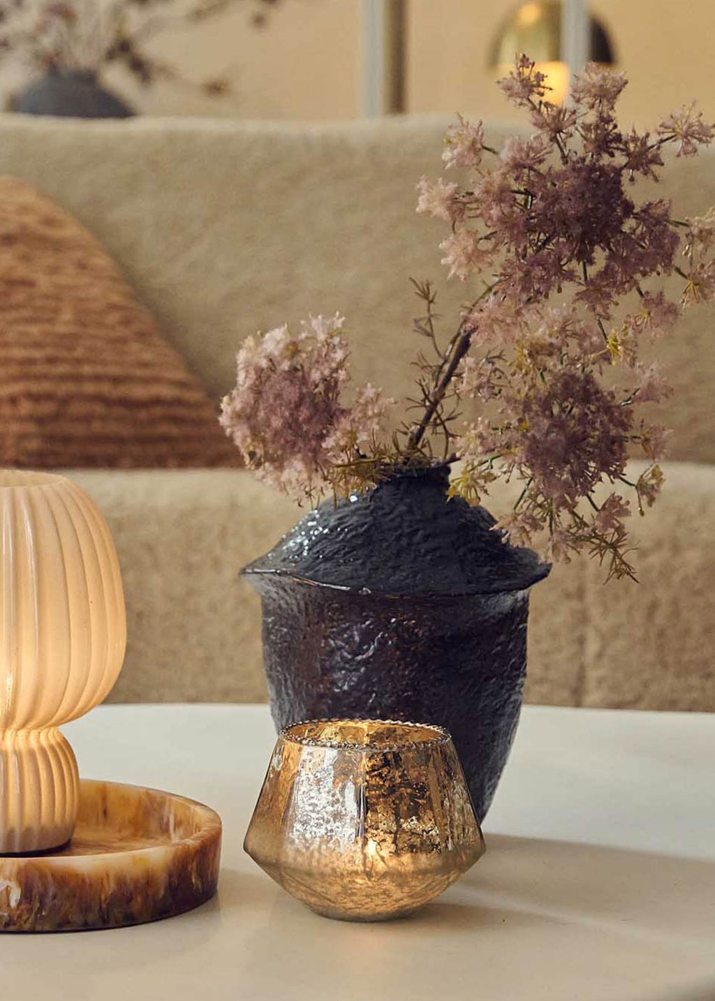 Abigail Ahern Blush Artificial Queen Anne's Lace Branch - 31"