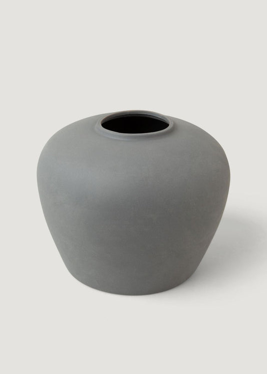 Smokey Slate Large Clay Table Vase - 11"