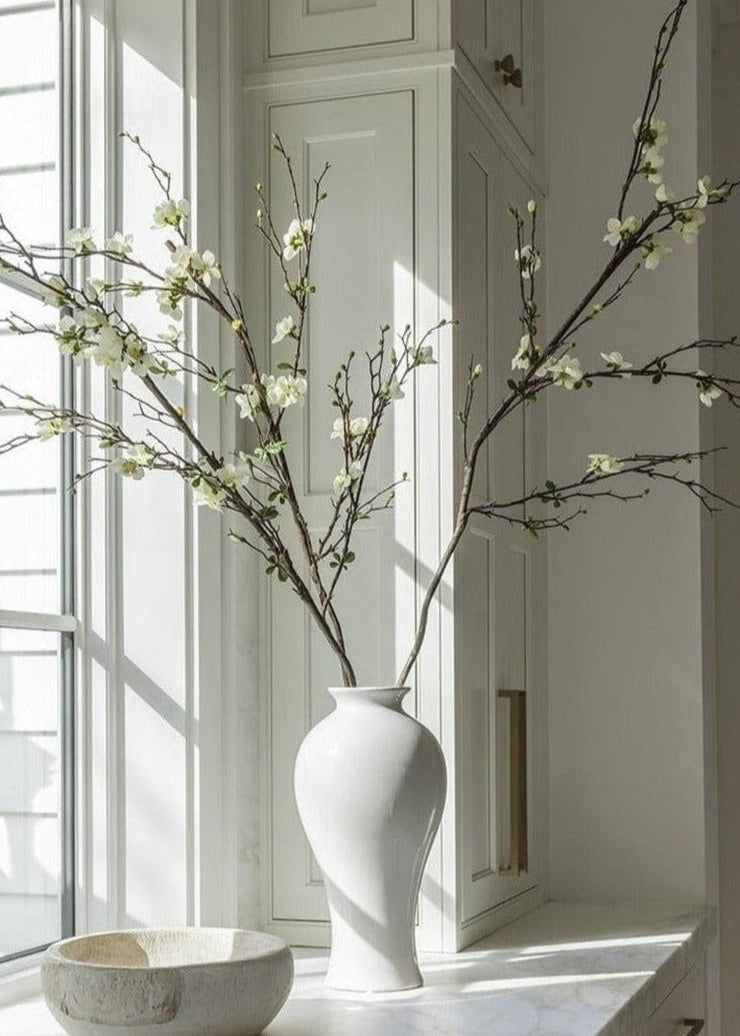 Premium Artificial Flowers - Cream Artificial Blossom Branch - 57"