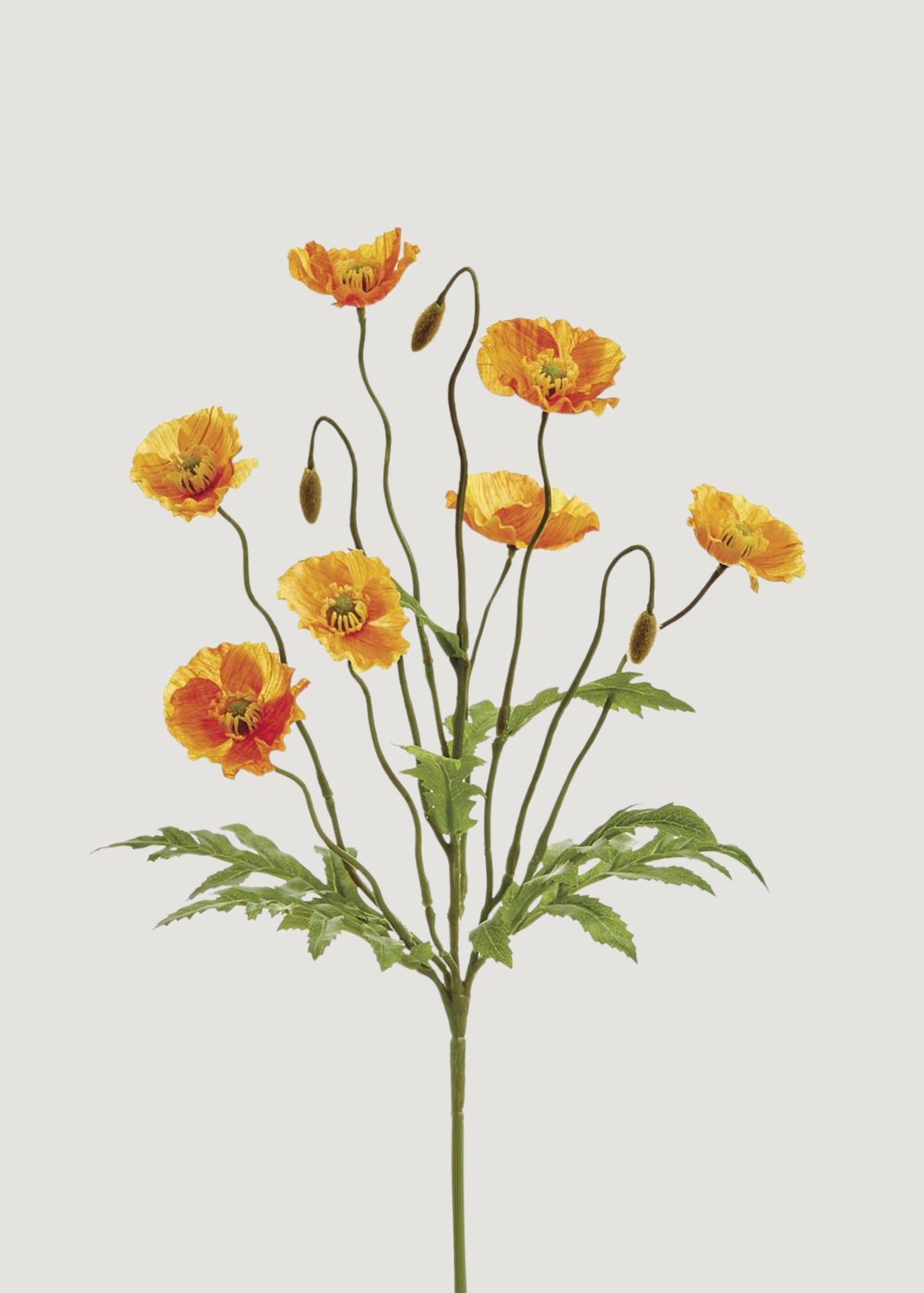 Orange Fake Poppy Blooming Flower Bush - 15"