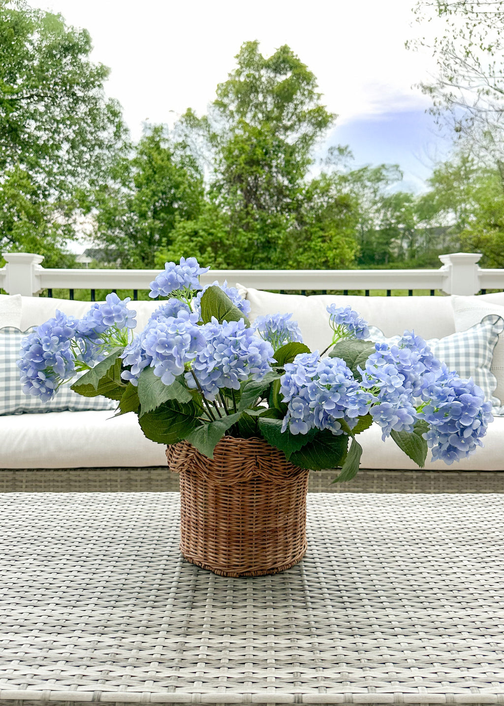 Blue Blooming Artificial Hydrangea Bush - 22"