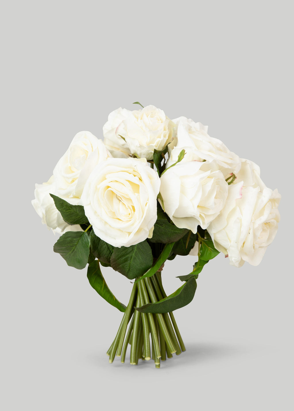 Faux-Ever Rose Bouquet in Cream White - 12"