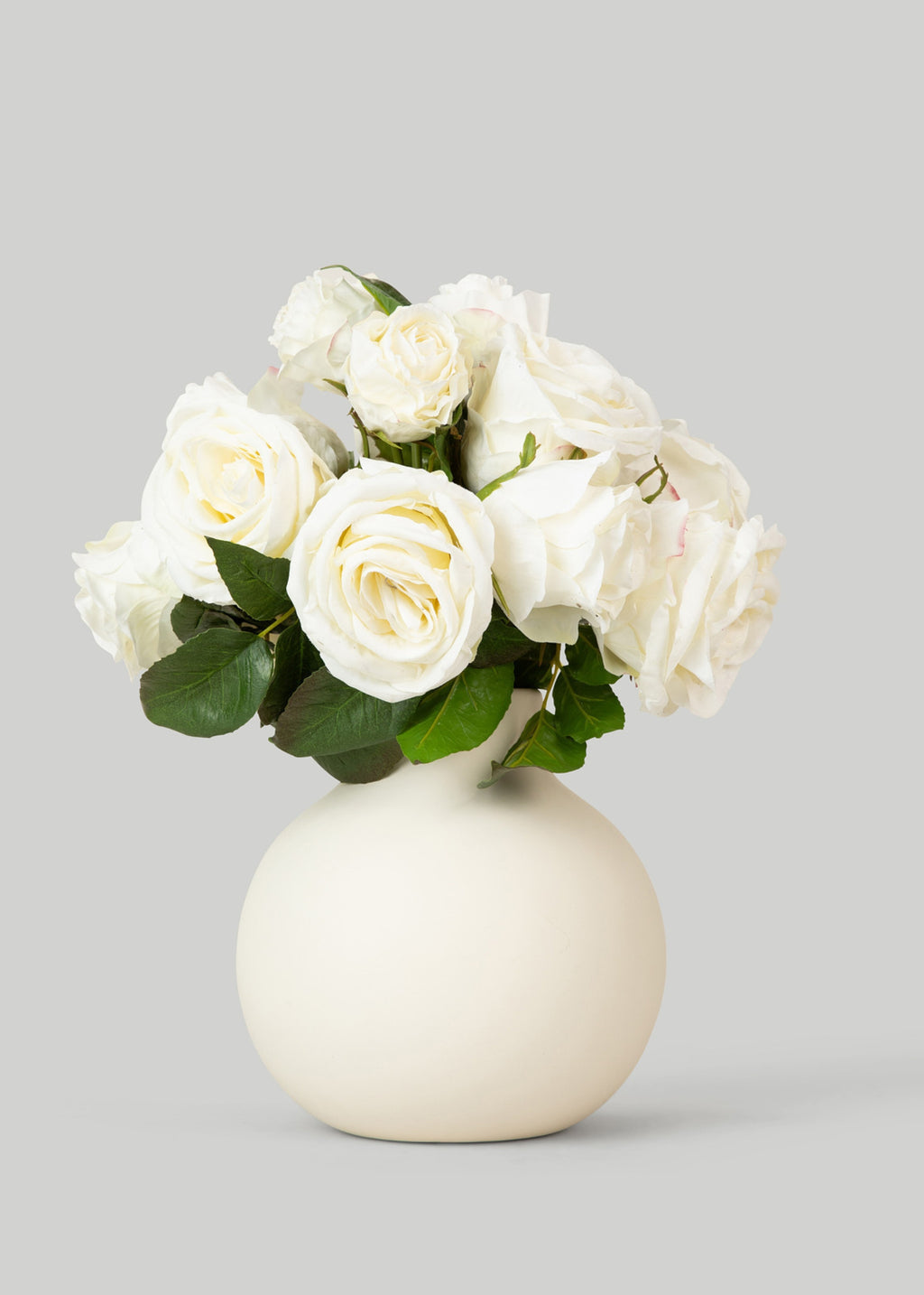 Faux-Ever Rose Bouquet in Cream White - 12"
