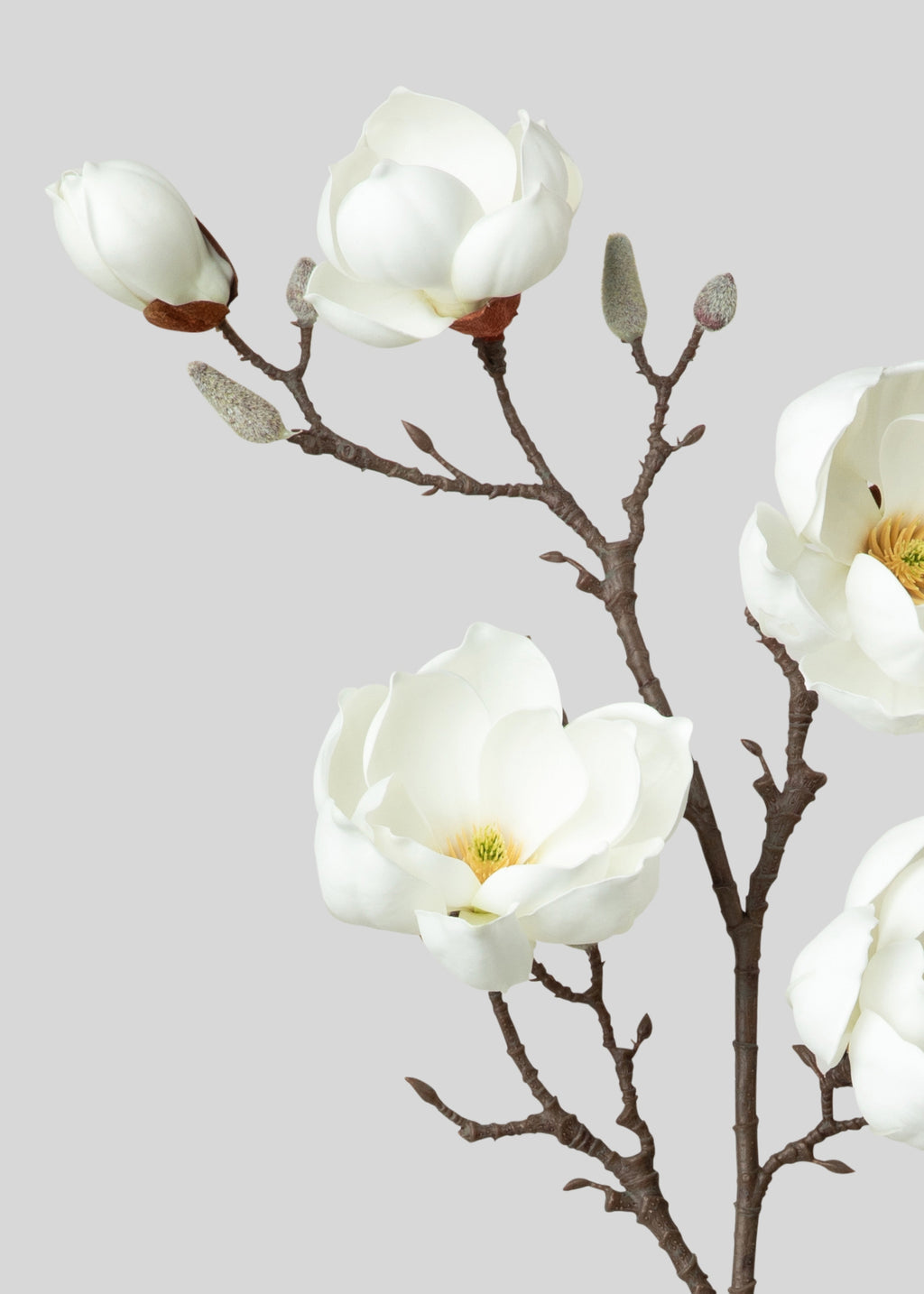 Artificial Magnolia Flower Branch in White - 39"