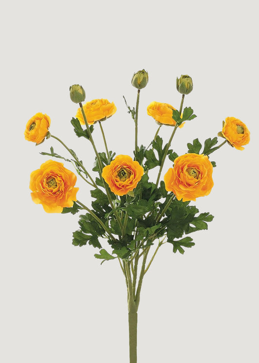 Yellow Artificial Ranunculus Flower Bush - 19"