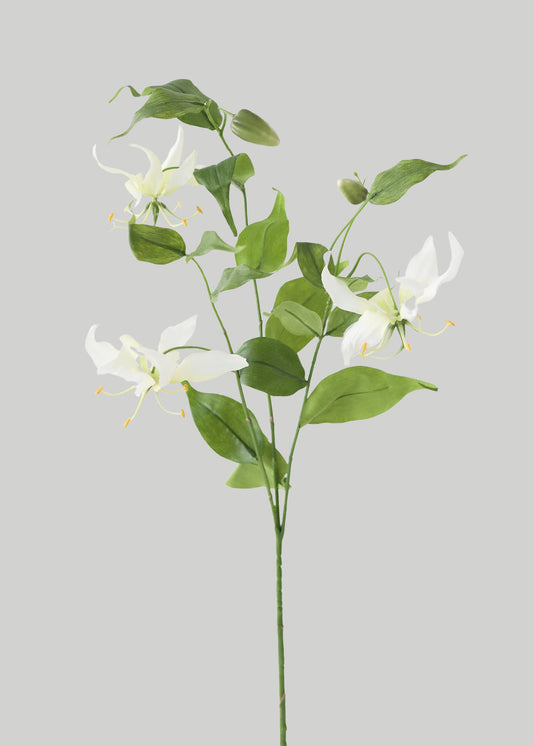 Tropical Fake Gloriosa Lily in Cream White - 34"