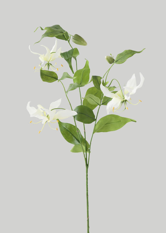 Tropical Fake Gloriosa Lily in Cream White - 34"