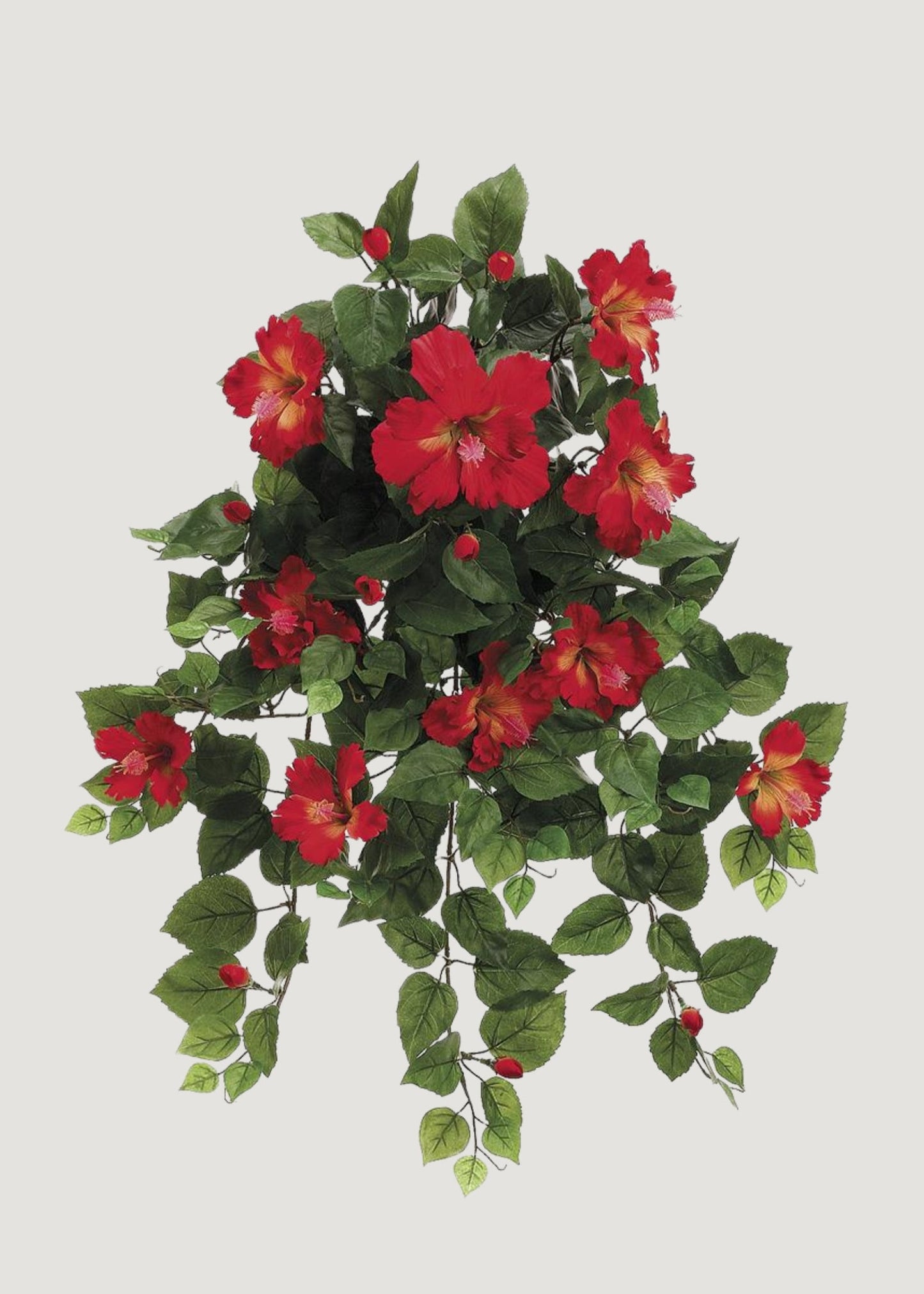 Red Artificial Hibiscus Tropical Hanging Bush - 26"