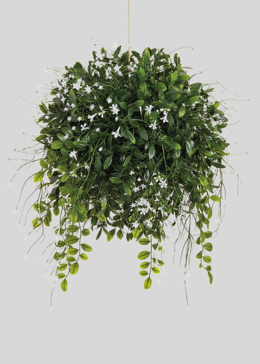 UV Treated Fake Flower and Boxwood Outdoor Hanging Plant - 19"