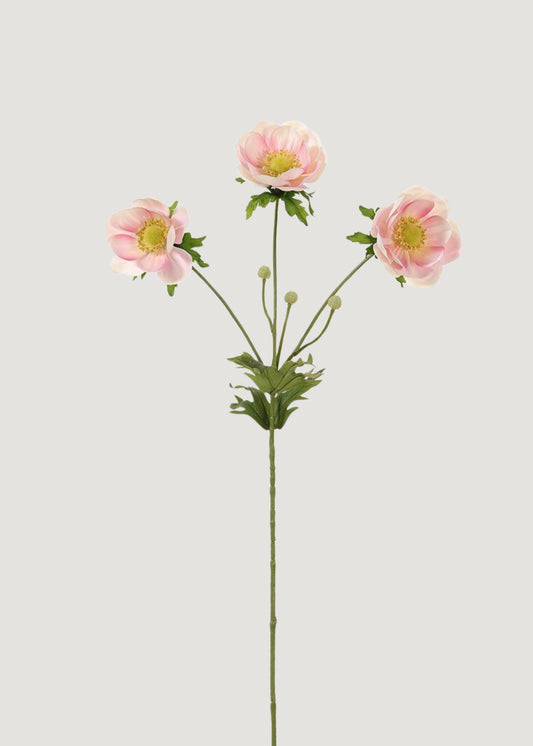 Fake Wild Anemone Flowers in Pink Cream - 29"