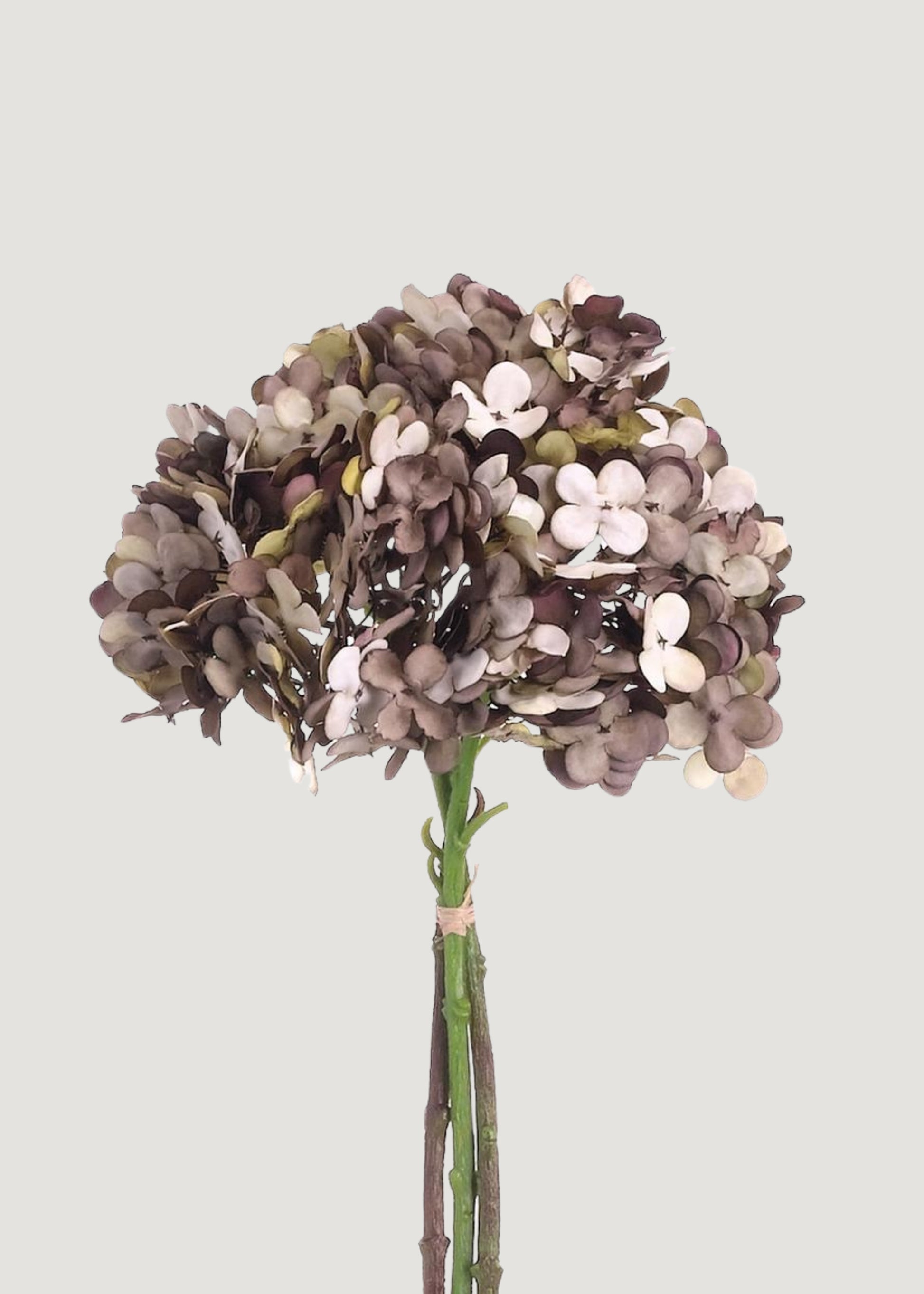 Vintage Brown Taupe Fake Hydrangea Flower Bundle - 12"