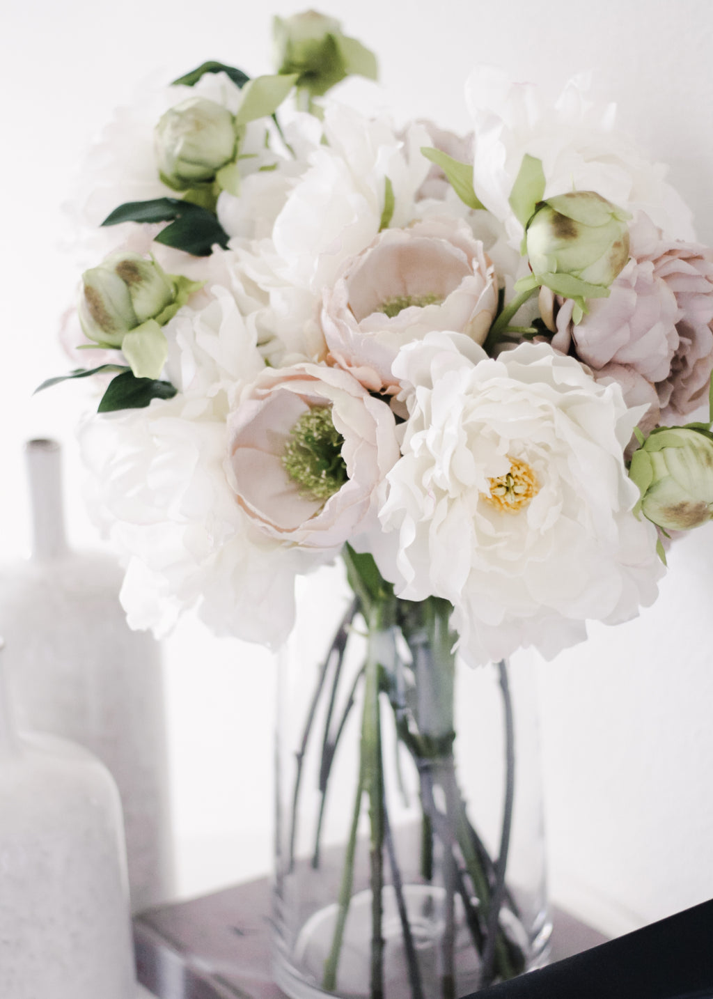 White Fake Flower Peony - 31"