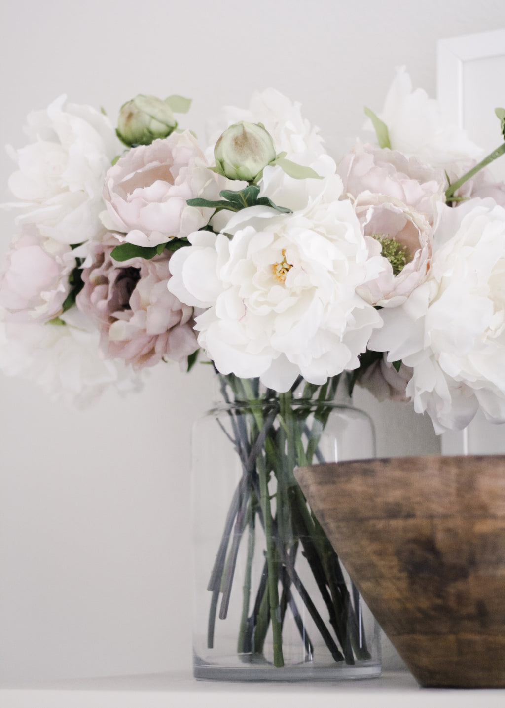 White Fake Flower Peony - 31"