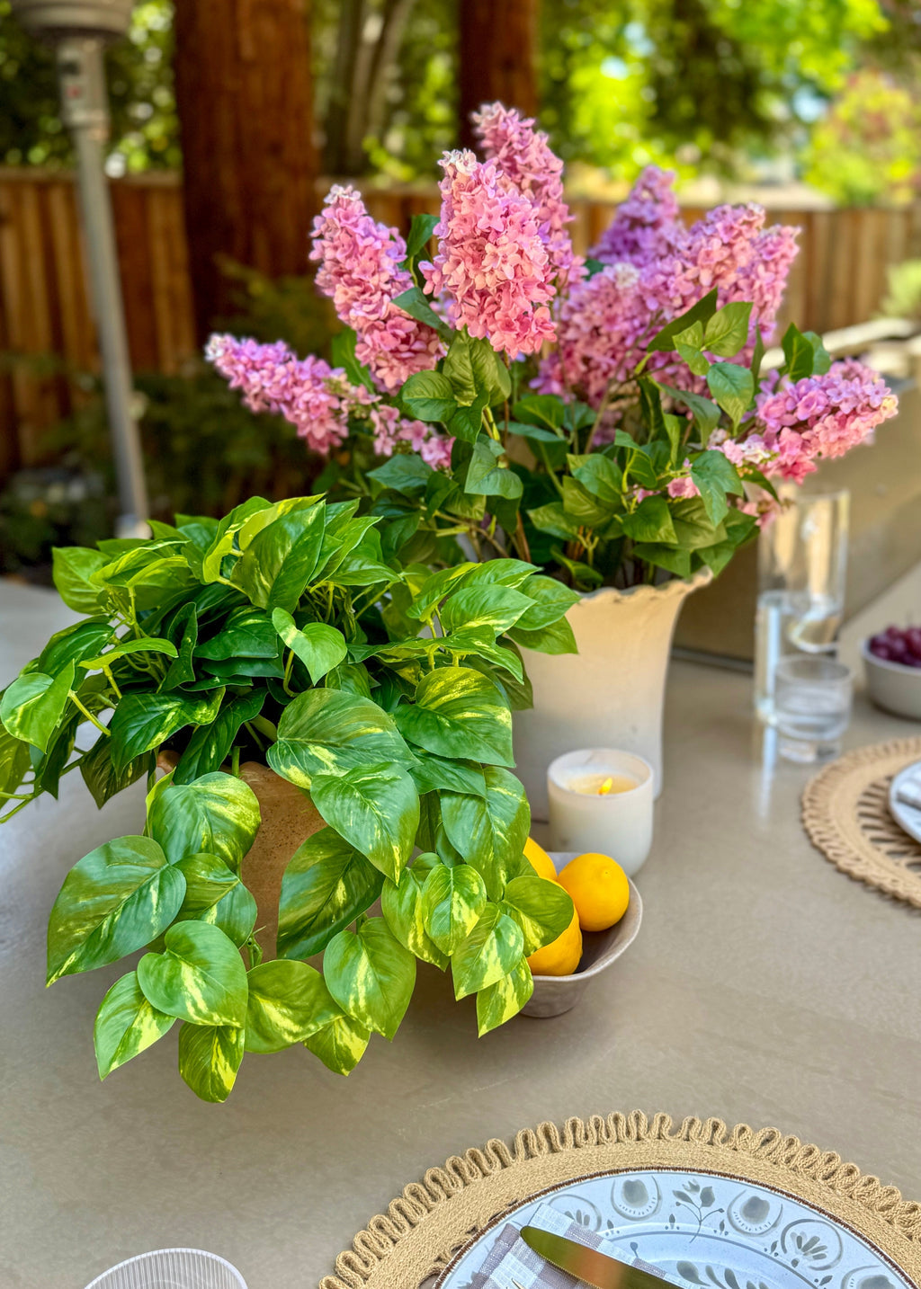 Artificial Pothos UV Treated Indoor/Outdoor Hanging Plant - 19"