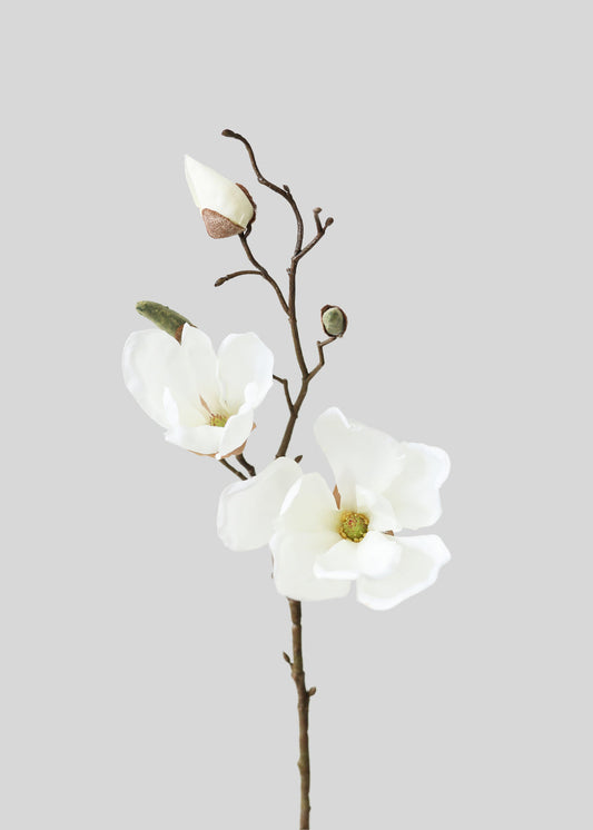 Cream Artificial Magnolia Flower Pick - 19"