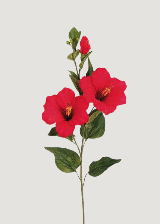 Red Fake Hibiscus Tropical Flowers - 31"