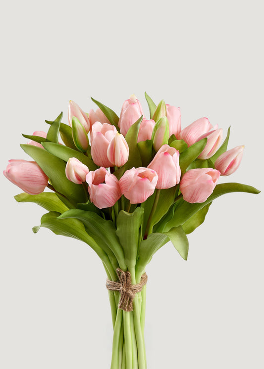 Artificial Tulip Flower Bouquet in Pink - 11.75"