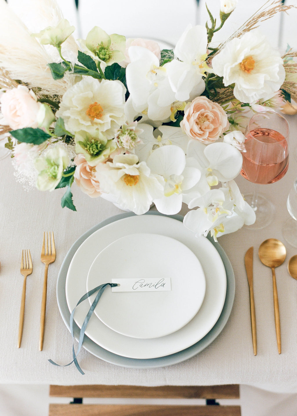 Faux Poppy Flower in Cream White - 31"