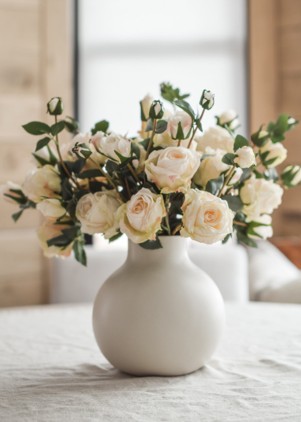 Artificial Roses in Cream - 27.5"