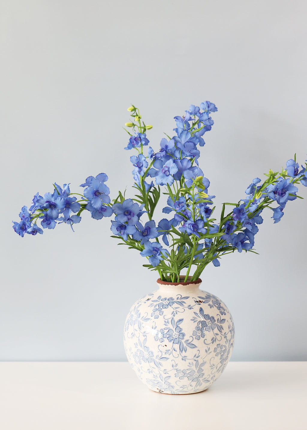 Blue Artificial Blooming Delphinium Flower - 39"