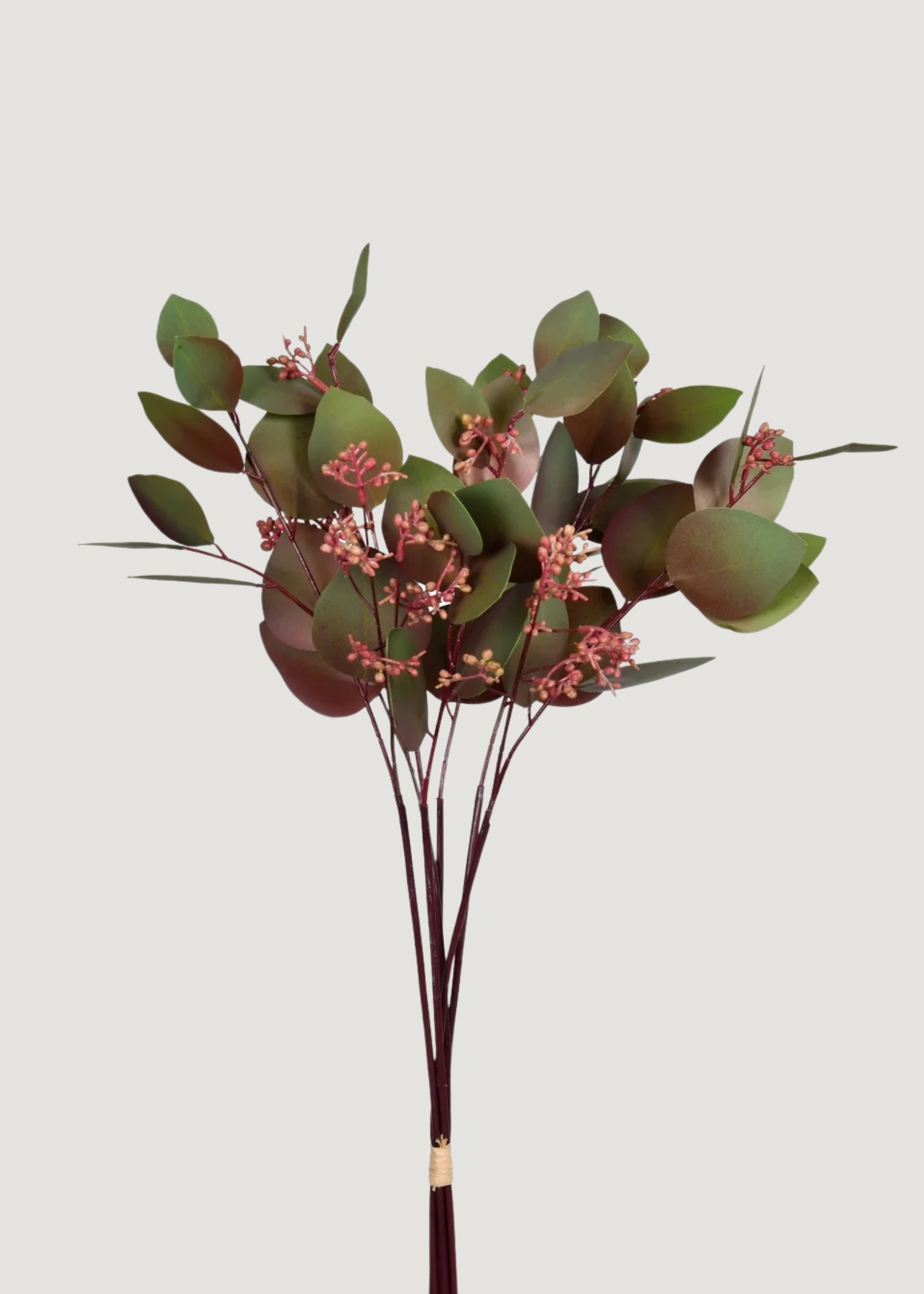 Burgundy Green Faux Eucalyptus Leaf Bundle - 21"