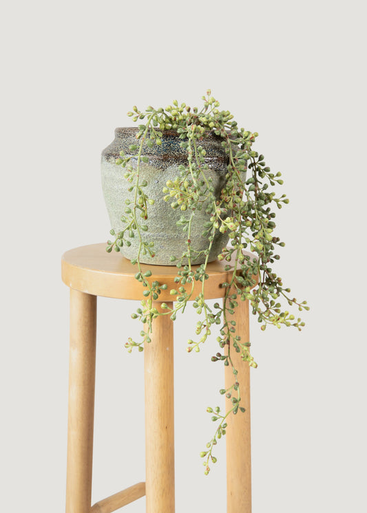 Hanging String of Pearls Fake Succulent Bush - 24"