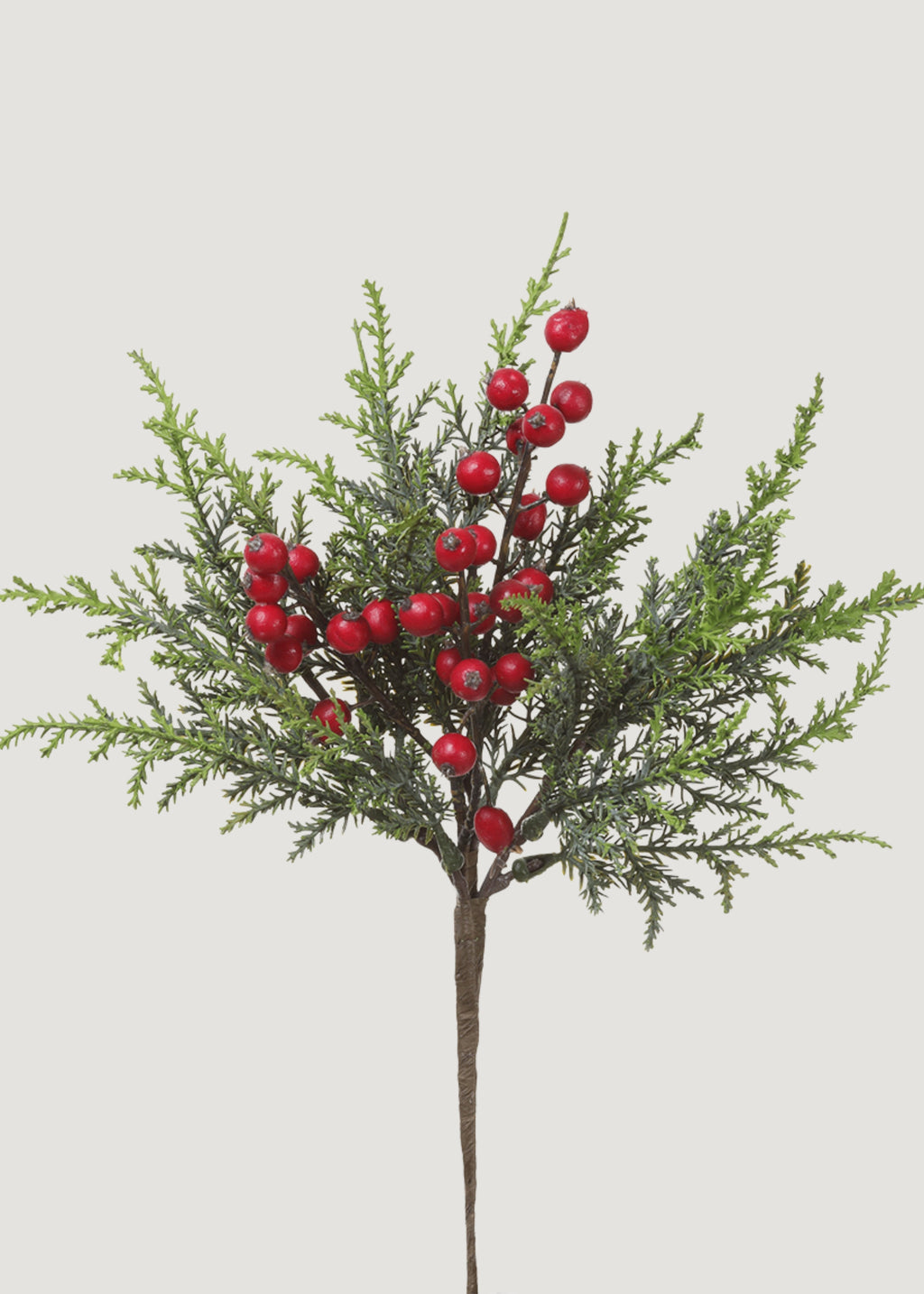 Artificial Winter Cedar Pick with Red Berries - 14"