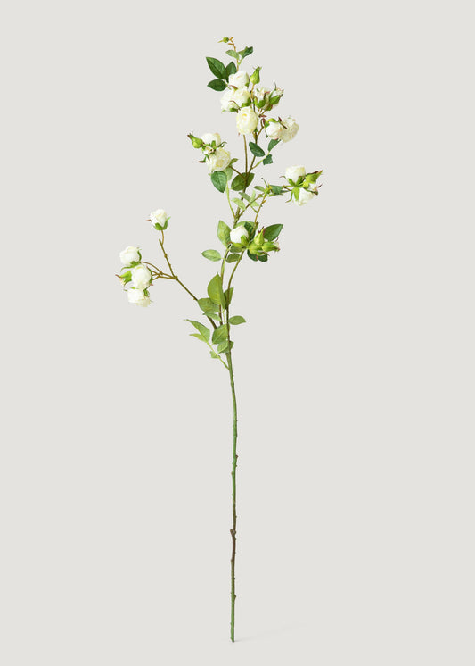 Tall Artificial Rose Branch in Cream White - 44"