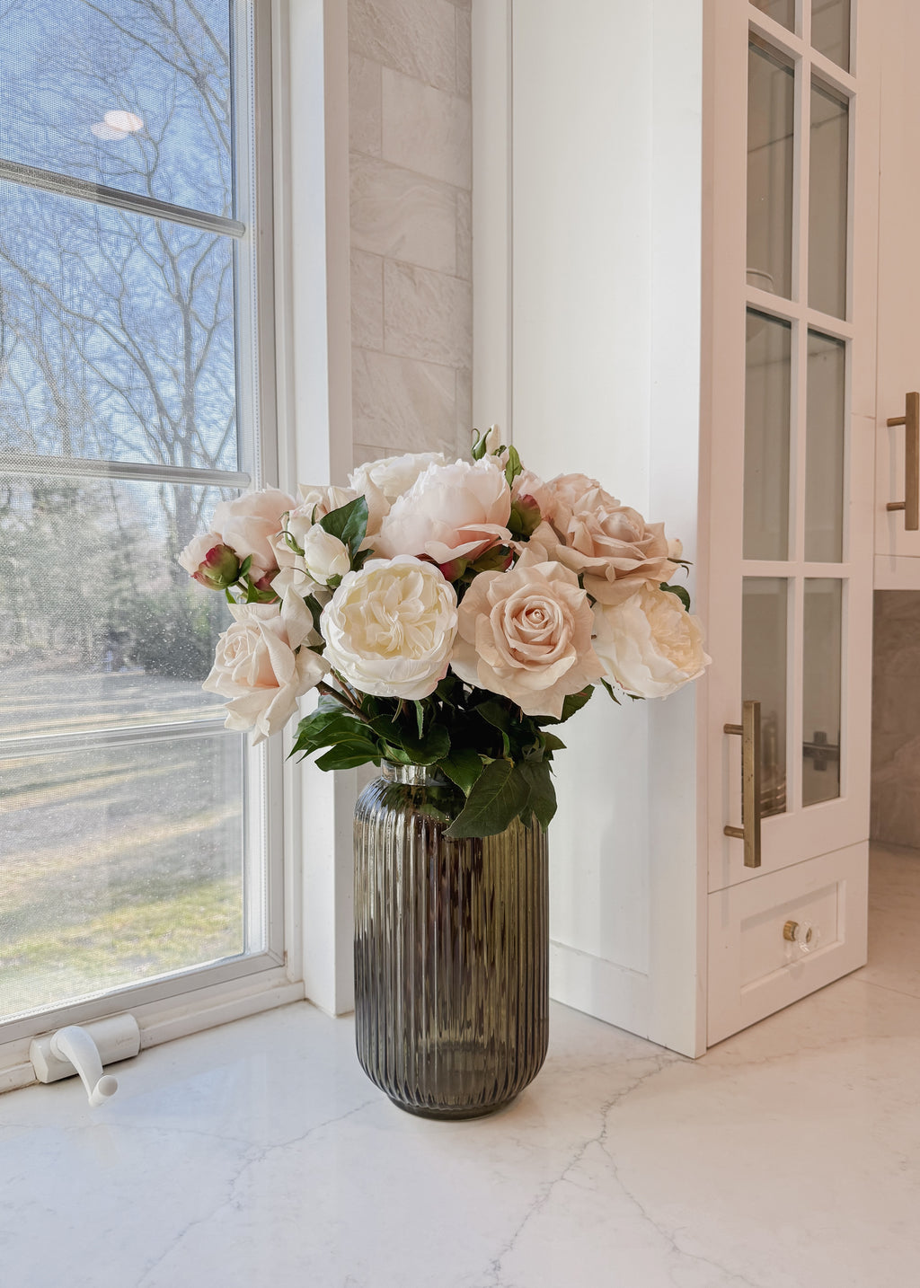 Real Touch Fake Flower English Rose with Bud - 21"